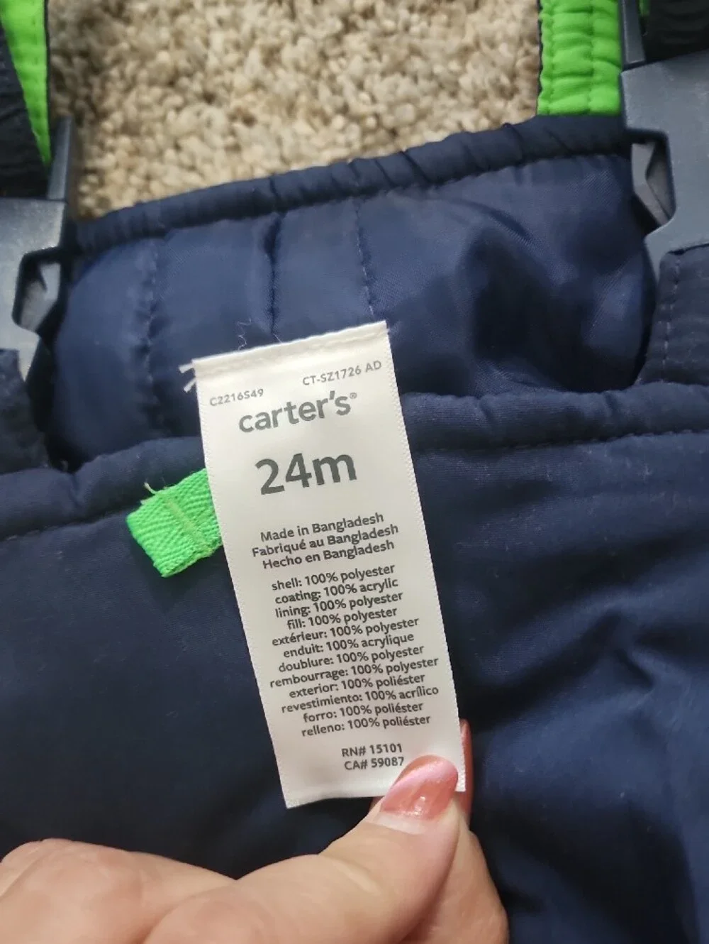 Carters insulated navy